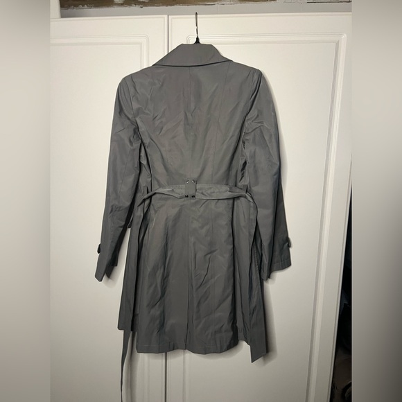 DKNY Gray Belted Trench Coat Medium Classic Double Breasted - Picture 15 of 16